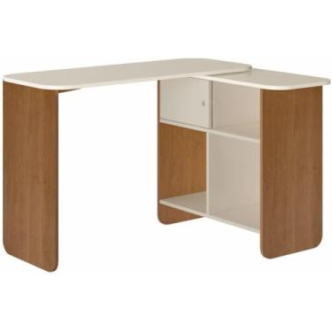 Imagem de Escrivaninha em L, reta ou fechada Tampo com rotação 4 nichos NOMAD Cor Cinamomo/Off White - Artely