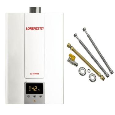 Imagem de Aquecedor De Água A Gás Lorenzetti Lz 1600 De 15 Litros Glp + Kit Inst