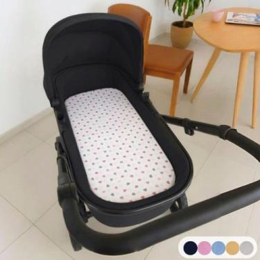 Imagem de Colchão para Carrinho Moises Colchonete Bebê Menino Menina com Capa Re