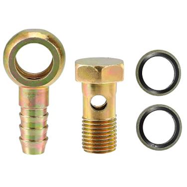 Imagem de X AUTOHAUX 1 conjunto de kit de parafusos para banjo M14x1,5 mangueira de parafuso banjo adaptador de encaixe de linha de freio com arruelas de cobre para motocicleta carro ferro tom bronze