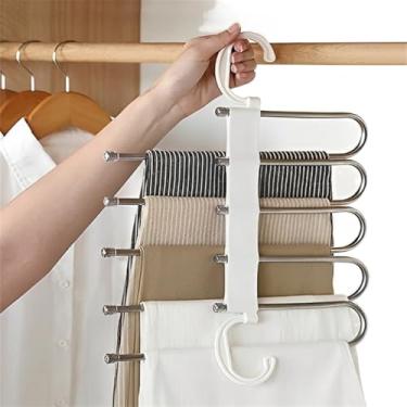 Imagem de Kit 3 Cabides 5 em 1 Retrátil Multifuncional em Aço Inoxidável p Calças e Organização(3 Peças)