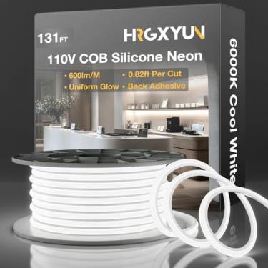 Imagem de HRGXYUN Fita De Led Cob 110 V, 40 M/131 Pés De Luz De Corda Led Branca Fria Com Cola Traseira, Luz De Corda Led Neon De Silicone Regulável Para Gabinete, Projetos De Iluminação Diy Para Escritório D