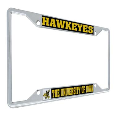 Imagem de Desert Cactus University of Iowa Car Accessories UI Hawkeyes Moldura de placa de licença de metal para frente ou traseira do carro (mascote vintage)