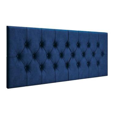 Imagem de Cabeceira Cama Casal Queen Box Estofada 1,60 CAPITONÊ Suspensa - Azul 