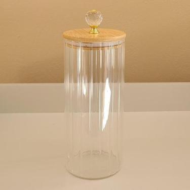 Imagem de Pote de Vidro 1050ml de vidro canelado transparente cristal Porta Mant