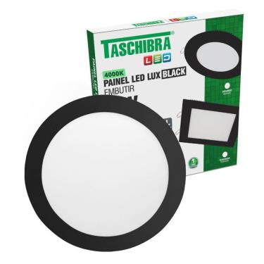 Imagem de Painel De Led Redondo Embutir 24w Preto Bivolt Taschibra 4000k Luz Neutra