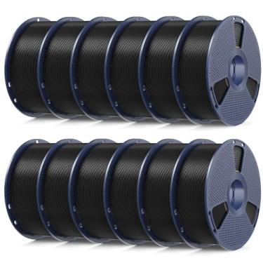 Imagem de SUNLU Filamento de impressora 3D PETG 1,75 mm, 1 kg x 12, preto