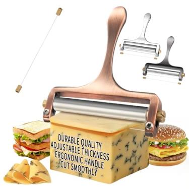 Imagem de TOPULORS Cortador de queijo – Cortador de queijo – Cortador de queijo com fio de aço inoxidável para mussarela, cheddar, gouda e mais queijos – Fatiador resistente com 1 fio de corte extra de