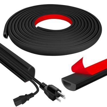 Imagem de Escondedor de cabos, ocultador autoadesivo de cabo de parede de 599 cm, capas de cabo de extensão para piso, capa de fio corretivo para TV montada na parede, cavidade de cabos de casa e escritório 1,6