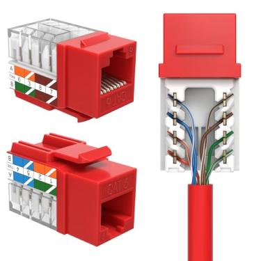 Imagem de Cat6 RJ45 chaveiro Jack rede punch-Down 45 graus vermelho pacote com 50
