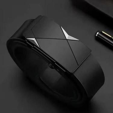 Imagem de Cinto De Couro Genuíno Masculino Marca De Luxo Fivela Automática Para 