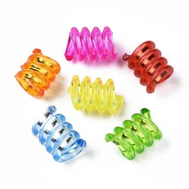 Imagem de DanLingJewelry 750 peças de contas europeias de coluna torcida de acrílico transparente tubo colorido com orifício grande para fazer joias faça você mesmo artesanato