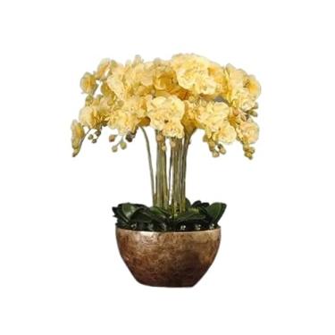 Imagem de LMJYU Flores artificiais, flores falsas, flores artificiais, flores falsas com vaso, flores de seda em vaso decoração para decoração de mesa de casa