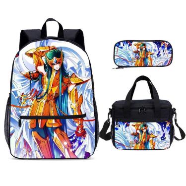 Imagem de Conjunto de mochilas escolares Saint Seiyas de 3 peças para estudantes
