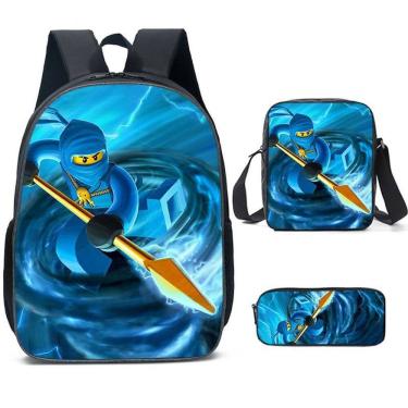 Imagem de Conjunto de mochilas escolares Ninja, 3 peças com bolsa de ombro e estojo para lápis