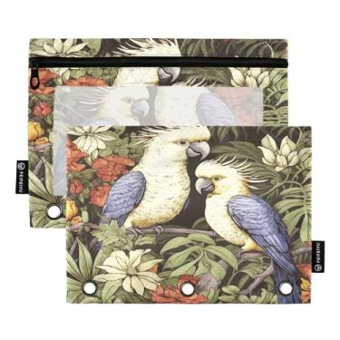 Imagem de Wassud Cute Parrots Pacote com 2 Pastas de Fichário Pastas de Bolso com 3 Furos, Pasta Organizadora de Fichários para Casa, Escritório