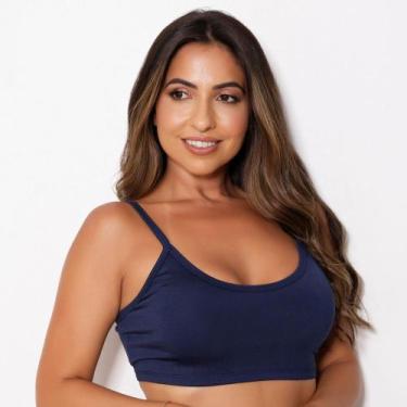 Imagem de Top de Alcinha sem Bojo Cor:Azul MarinhoTamanho:GG - MTX Moda, Azul ma