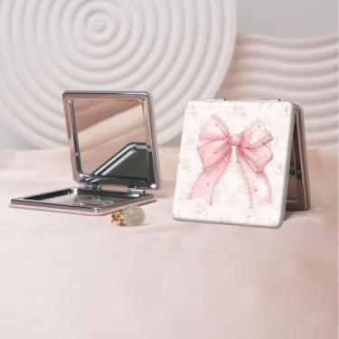 Imagem de Y2K Espelho de maquiagem portátil estilo milenar, mini espelho de maquiagem portátil dobrável, espelho de contorno quadrado portátil com dupla face, adequado para todas as pessoas em várias ocasiões