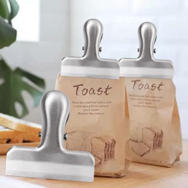Imagem de 2 peças de clipes de vedação de aço inoxidável para alimentos batatas fritas salgadinhos grampos de bolso a vácuo frescos, ferramentas de saco de armazenamento, 5,5 cm