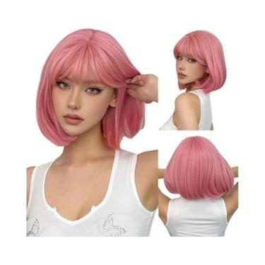 Imagem de Peruca De Fantasia Punk Gótica Para Mulheres, Curta E Lisa, Laranja Si