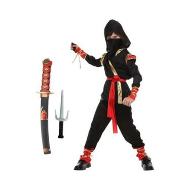 Imagem de Fantasia De Ninja Para Meninos Com Capuz E Espada Para Crianças, Carna
