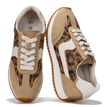 Imagem de Project Cloud Tênis feminino leve com cadarço com palmilhas de espuma viscoelástica – Sapatos femininos modernos – Tênis feminino antiderrapante e confortável (Madison), Leopardo, 34