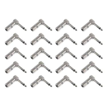 Imagem de Kit 20 Plugs P10 Macho Mono Em L Cromado 90º Profissional