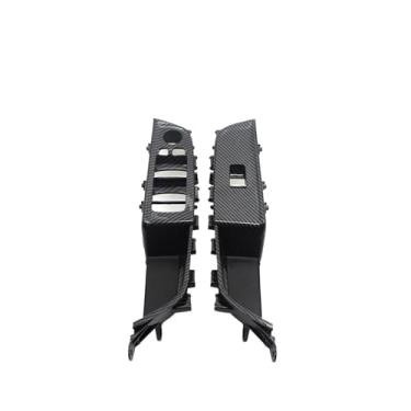 Imagem de Porta interior do carro puxar alça painel janela levantador interruptor capa guarnição Compatível com bmw série 6 2017-2022 51417466309(Front 2PCS-Carbon)