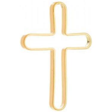 Imagem de Brinco Cruz Lisa Vazada Banhada Ouro 18K