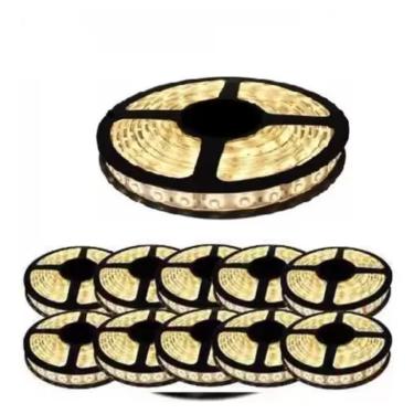 Imagem de Kit 10 Fita Led Rolo 5m 3528 Branco Quente Prova D'agua