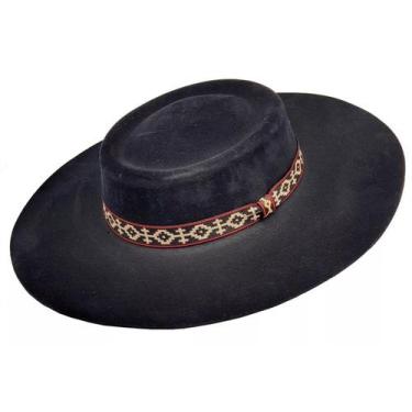 Imagem de Chapéu Gaúcho Tradicional Campeiro - Esquilador, Preto, M (56-57)