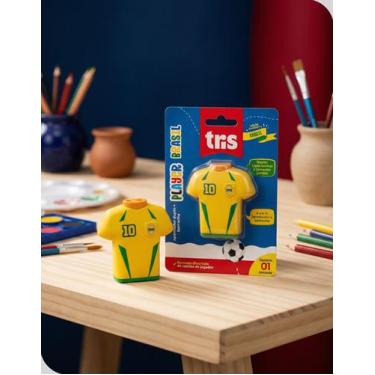 Imagem de Apontador Duplo com Depósito e Borracha Tris Player Brasil Escolar Ver
