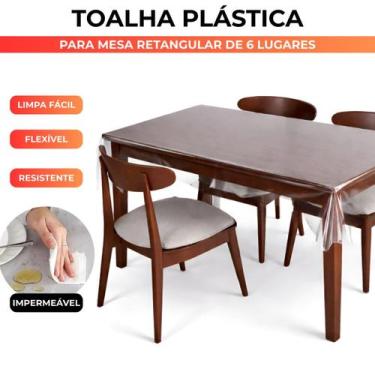 Imagem de Toalha de Mesa Retangular 6 Lugares Transparente Impermeável - Panos d