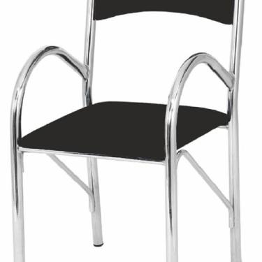 Imagem de Cadeira para Sala de Estar Lara Preto/Cromado - Criativa