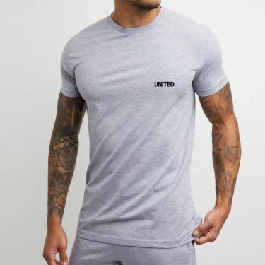 Imagem de Camiseta Básica United Algodão Longline Oversize Grey  - Cinza - G-Masculino
