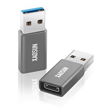 Imagem de XAOSUN [10 Gbps] Adaptador USB C fêmea para USB macho (pacote com 2), adaptador 3.1 USB A para C, sincronização de dados supervelocidade unilateral e carregamento rápido de 100 W para iPhone 15 Plus