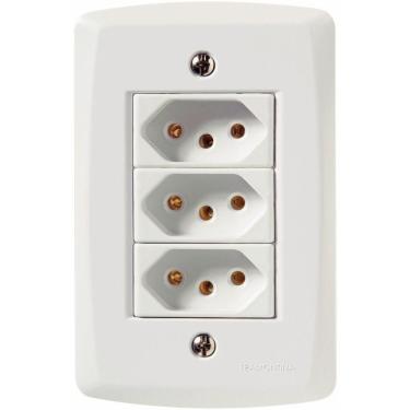 Imagem de Conj 4x2 3 Tomadas 2p+t 10 A 250 V Tramontina Lux2 Branco