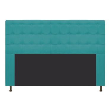 Imagem de Cabeceira Dama 195Cm King Size C Botonê Suede Azul Turquesa