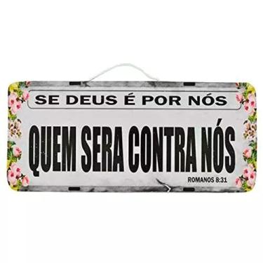 Imagem de Placa de Carro Decorativa em Madeira - Se Deus é Por Nós! Quem Será Contra Nós!