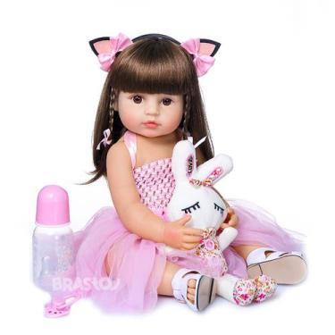 Imagem de Bebê Reborn Boneca Menina Rosa Princesa Corpo De Silicone Com Kit Aces