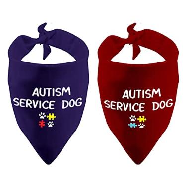 Imagem de 2 pacotes de bandanas para cães de serviço para autismo bandanas para cães presente para autismo bandanas para cães de resgate (2 unidades)
