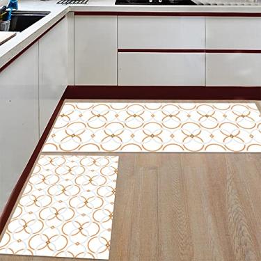 Imagem de Tapete de corredor de cozinha, padrão geométrico círculo redondo arte moderna branco antiderrapante tapete tapetes de porta tapete para lavanderia cabeceira banheiro quarto conjunto de 2