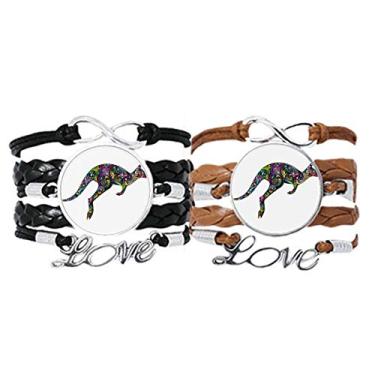 Imagem de DIYthinker Pulseira Australia, Canguru, Colorida, Desenho, Ilustração, Alça de mão, Pulseira de Couro, Conjunto Duplo Presente