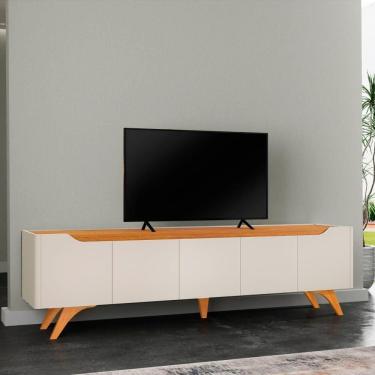 Imagem de Rack Grecia Para Tv Até 75 Polegadas 4 Portas 1 Gaveta Cor:naturalle/off