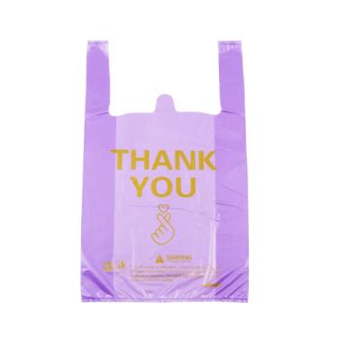 Imagem de ysmile Saco de compras de plástico para compras de alimentos para pequenos negócios com alça 30 x 40 cm 50 peças - roxo