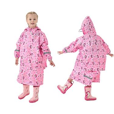 Imagem de Capas de chuva infantis para meninas meninos desenho animado infantil capa de chuva impermeável para crianças P-2GG tamanho 4-16 anos, rosa, S/95-115CM