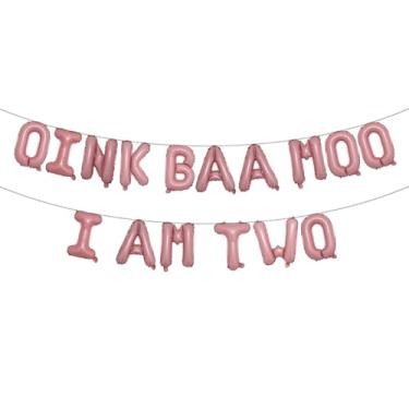 Imagem de Multicolor Oink Baa Moo I am Two Balloons Moo Moo I am Two Balloons Farm 2nd Birthday Decoration Barnyard 2nd Birthday Decoration Holy Cow I am Two Decoration (OINK BAA MOO I AM TWO Pink)