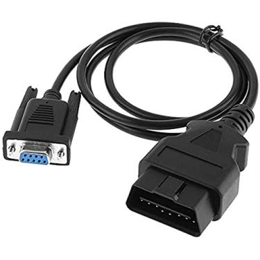 Imagem de Cabo conector de extensão de veículo automotivo OBD-II 16 pinos macho para DB9 RS232 com linha de 1 m para scanner de adaptador de diagnóstico de carros