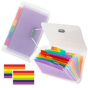 Imagem de Mini organizador de arquivos sanfonado (18 cm x 10 cm) - pacote com 2 pastas expansíveis de 13 bolsos, organizador de recibos portátil 100% à prova d'água para cartões, cupom, recibos, bilhetes