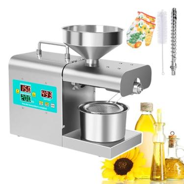 Imagem de Máquina Prensa Óleo,Extrator Prensa Óleo Elétrico Automático Quente/Frio 820 W,Prensagem Sem Fritura/Prensagem Dupla Quente/Fria Com Haste Prensagem,Funil,Copo Óleo